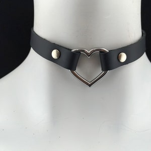 Heart Choker Genuine Leather Choker Collar Black Leather - Etsy