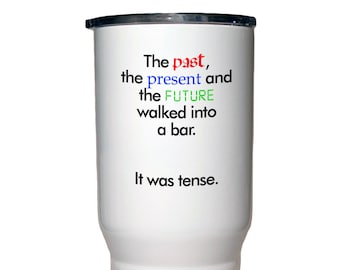 It Was Tense Grammar Polar Camel White Travel Mug- 20 ounce