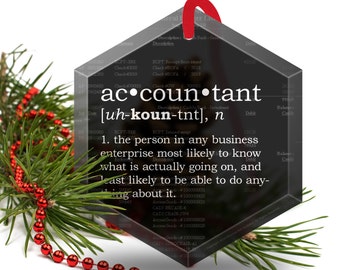 Christmas Ornament - Funny Definition of Accountant - Beveled Glass Hexagonal