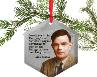 Christmas Ornament -Alan Turing - Famous Scientist - Beveled Glass