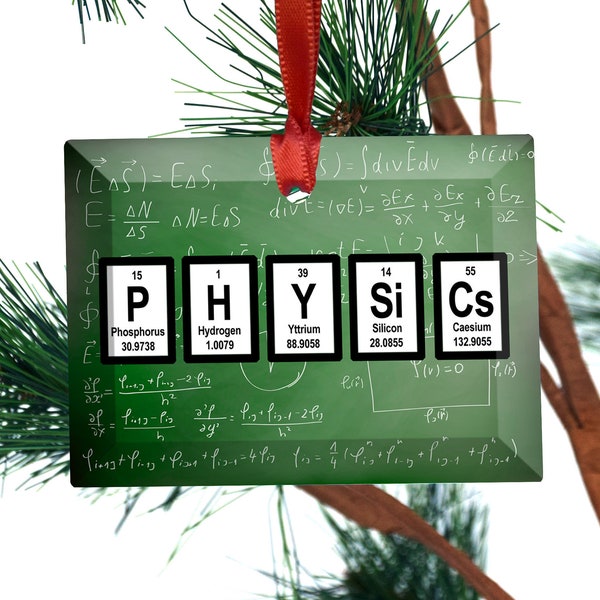 Periodic Table Physics Green Chalkboard Image Beveled Glass Ornament