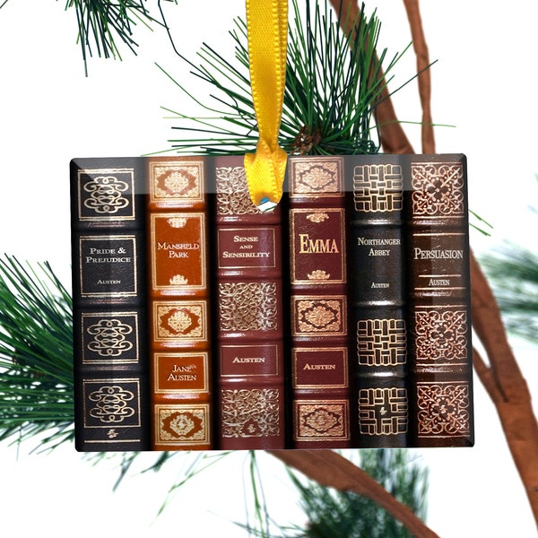 Jane Austen Beveled Glass Christmas Tree Ornament