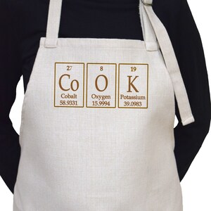 Cook Apron Spelled Using Periodic Table of Elements Symbols - Adjustable Neck Apron With Large Front Pocket
