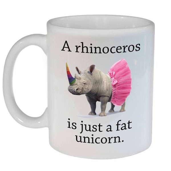 Fat unicorn Rhino- funny coffee or tea mug