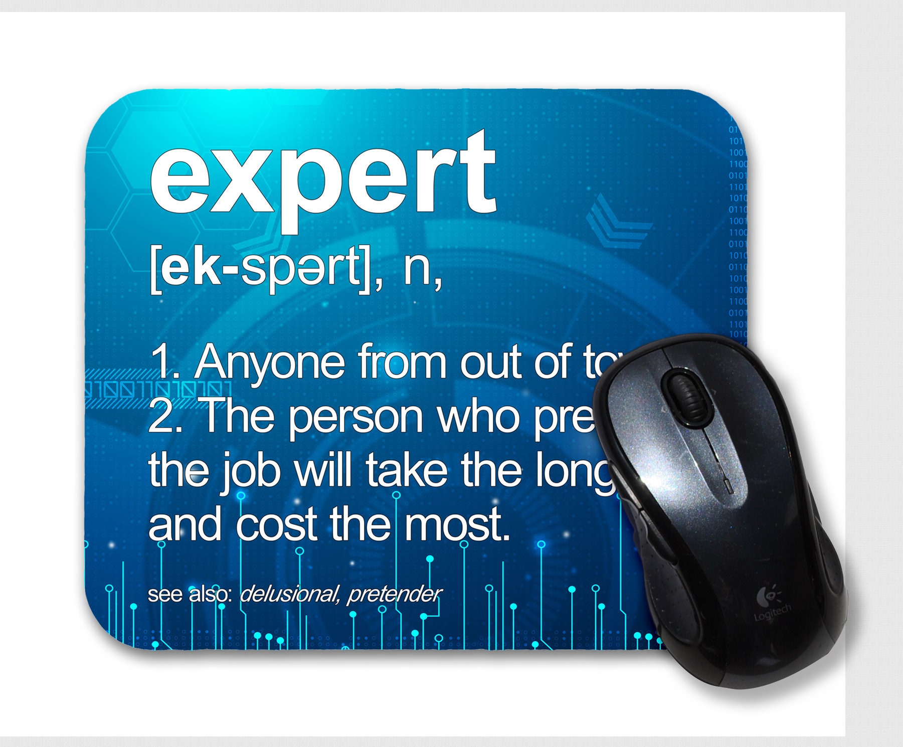 Expert Definition Funny Geek Computer Mouse Pad by Neurons Not Included ...