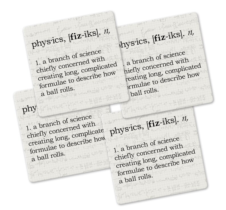Physics Definition Coaster Set Sandstone Tile With Cork Back Etsy