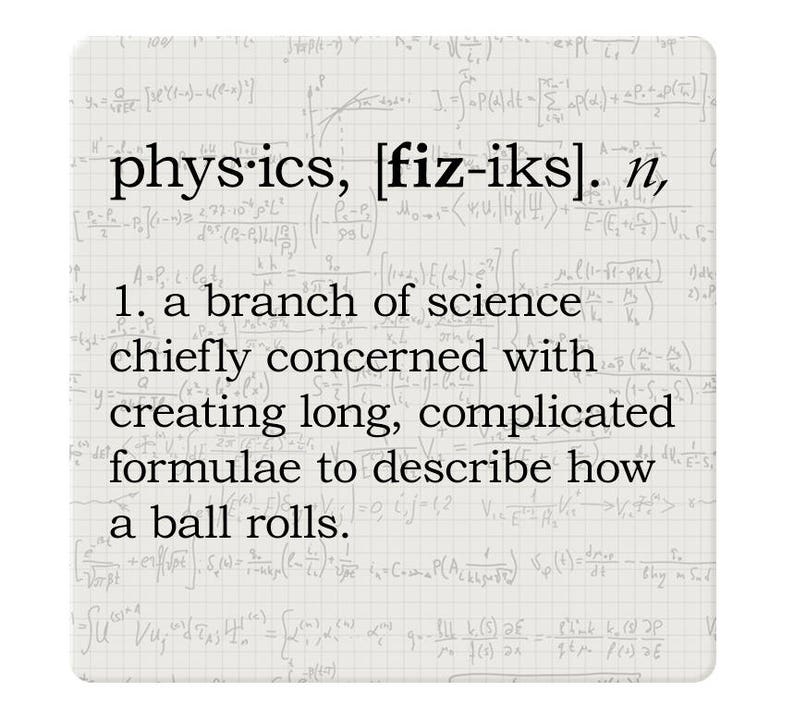 Physics Definition Coaster Set Sandstone Tile With Cork Back Etsy