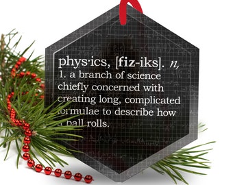 Christmas Ornament - Funny Definition of Physics- Beveled Glass