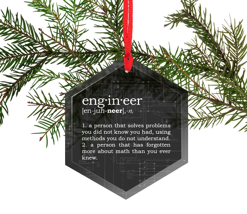 Christmas Ornament Funny Definition of Engineer Beveled Glass image 2