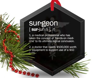 Surgeon Definition  Christmas Tree Ornament- Beveled Glass Hexagonal