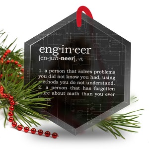 Christmas Ornament Funny Definition of Engineer Beveled Glass image 1