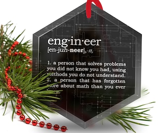 Christmas Ornament - Funny Definition of Engineer - Beveled Glass