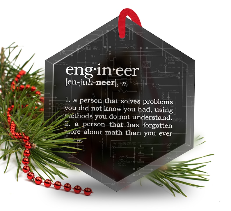 Christmas Ornament Funny Definition of Engineer Beveled Glass image 1