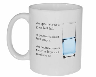 Funny Engineer Coffee Mug - "Optimist, Pessimist, Engineer" Quote Novelty Mug, 11 Oz Ceramic, White - View #5