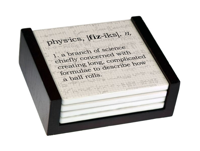 Physics Definition Coaster Set Sandstone Tile With Cork Back Etsy
