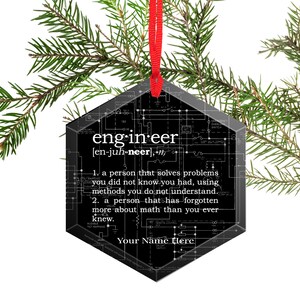 Christmas Ornament Funny Definition of Engineer Beveled Glass image 4