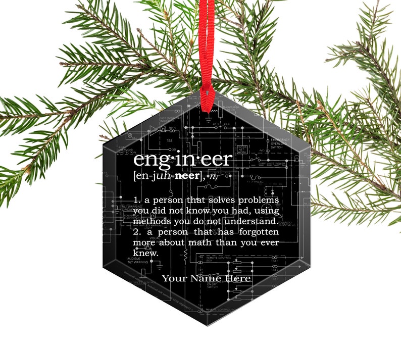 Christmas Ornament Funny Definition of Engineer Beveled Glass image 4