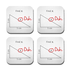 Find X Coasters - Neoprene 4 Piece Set -  Science Coasters - Math Coasters - Teacher Gift - College Gift - Geek Gift - Geeky
