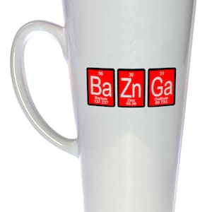Red Bazinga Periodic Table Coffee or Tea mug, Latte Size