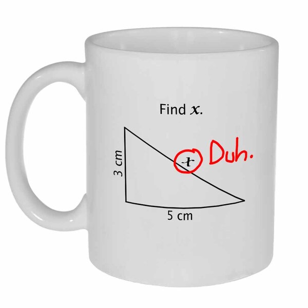 Find X mug - math problem funny white ceramic coffee or tea mug