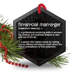 Financial Manager Definition  Christmas Tree Ornament- Beveled Glass Hexagonal