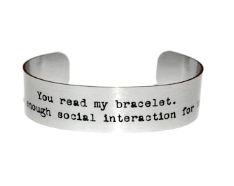 Anti Social Human Interaction Aluminum Geekery Bracelet