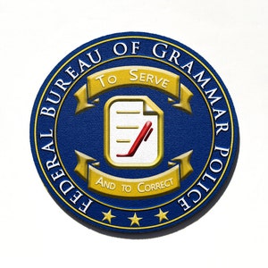 Grammar Police Seal Neoprene Round  Mouse Pad