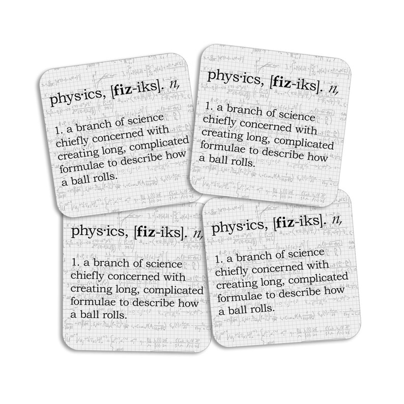 Physics Definition Coasters Waterresistant MDF With Cork Etsy