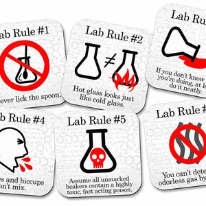 Lab Rules Science Coaster Set- 6 piece set