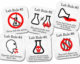 Lab Rules Science Coaster Set- 6 piece set