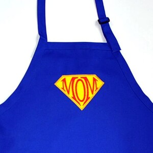 Super Mom Royal Blue Cotton/Poly Twill Adjustable Neck Grilling Apron  Grilling and Cooking Chef Apron