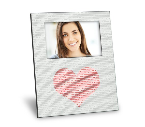 Binary Heart Picture Frame - Personalization Available - 8x10 Frame - 4x6 Picture - Choice of Finish