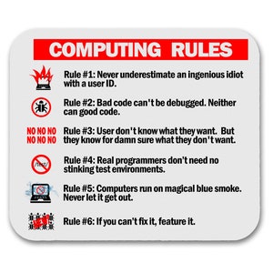 Computing Rules Funny Geek Computer  Mouse Pad