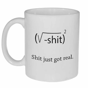 S**t Just Got Real - Funny  Coffee or Tea Mug - Shit Just Got Real - Math Algebra Funny Mug