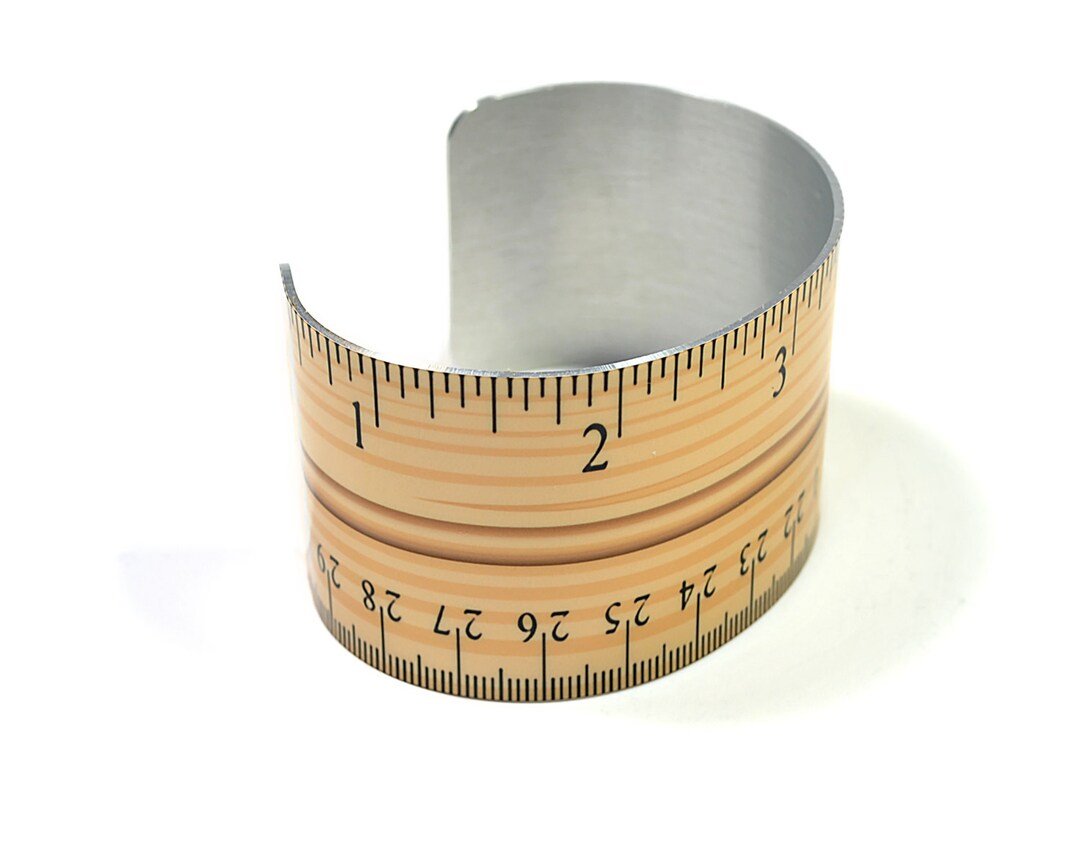Cuff Wide Ruler Wooden School Ruler Image Aluminum Cuff - Etsy