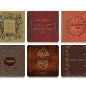 Jane Austen Books Coaster Set Neoprene 6 Piece Set image 2