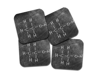 Ethanol Molecule Coaster Set - Neoprene Coasters - Neurons Not Included