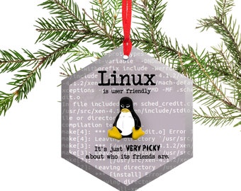 Linux is User Friendly Beveled Glass Christmas Ornament