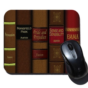 Jane Austen Mousepad - Jane Austen&#39;s Books - Book Lover Gift - Jane Austen Fan Gift - Book Reader Gift - Literary Mouse Pad - Mousepad