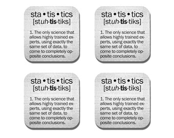 Statistics Definition Coasters - Neoprene 4 Piece Set -  Science Coasters - Math Coasters - Teacher Gift - College Gift - Geek Gift - Geeky