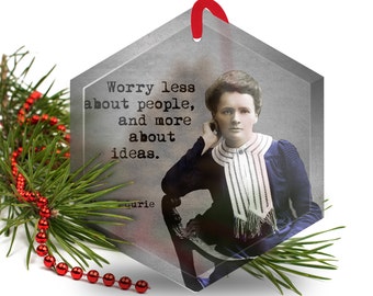 Christmas Ornament - Marie Curie - Famous Scientist - Beveled Glass