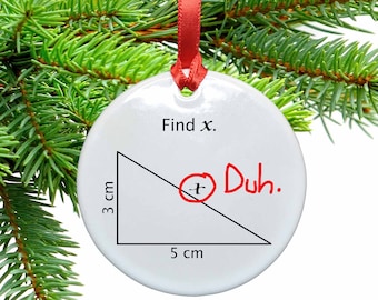 Math Find X Funny  Ceramic Christmas Tree Ornament