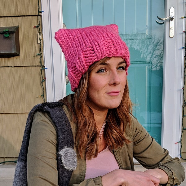 Homemade Pink Pussyhat, Knit Hat - Custom Order, Local Pickup!