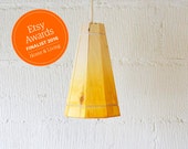 Yellow Pendant Light Shade Handmade in Recycled Pallet Wood