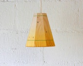 Yellow Pendant Lamp Shade Handmade in Recycled Pallet Wood, Small