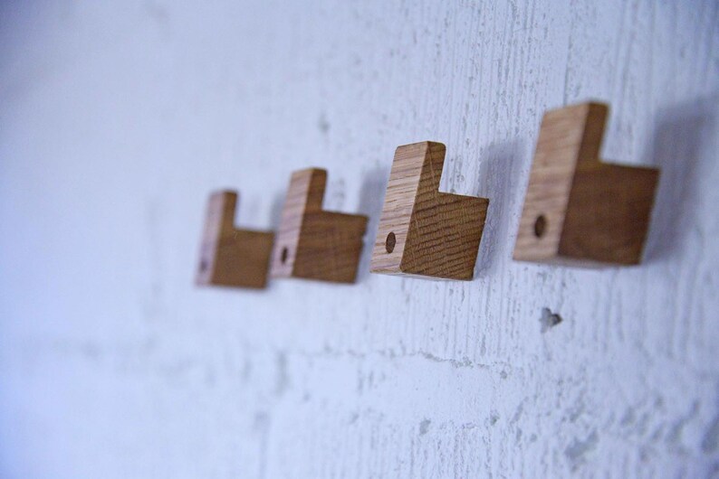 Wall Hooks Coat Hooks Oak Coat Rack Wall Hooks X4 Wall Etsy