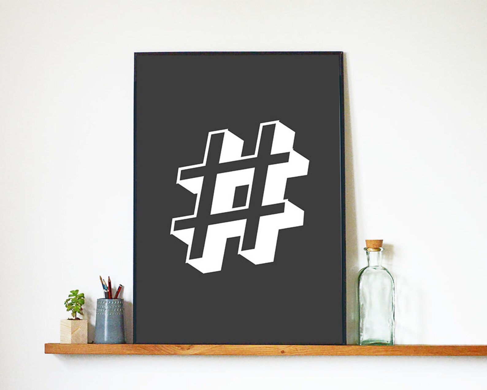Printable Art Hashtag Wall Art Poster Letterpress Style Etsy UK