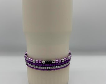 Stanley Tumbler Bracelet 4 Stack - Purple, Grey, and Black