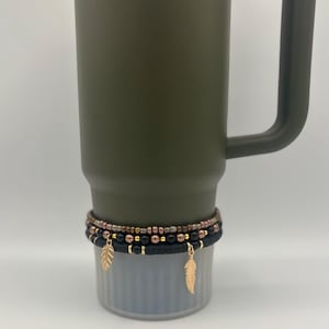 Stanley Tumbler Bracelet 3 Stack - Brown and Black Leaf