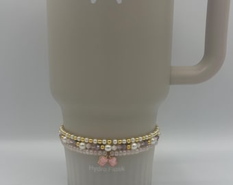 Hydro Flask Tumbler Bracelet 3 Stack - Pink, Purple, and Gold Bow